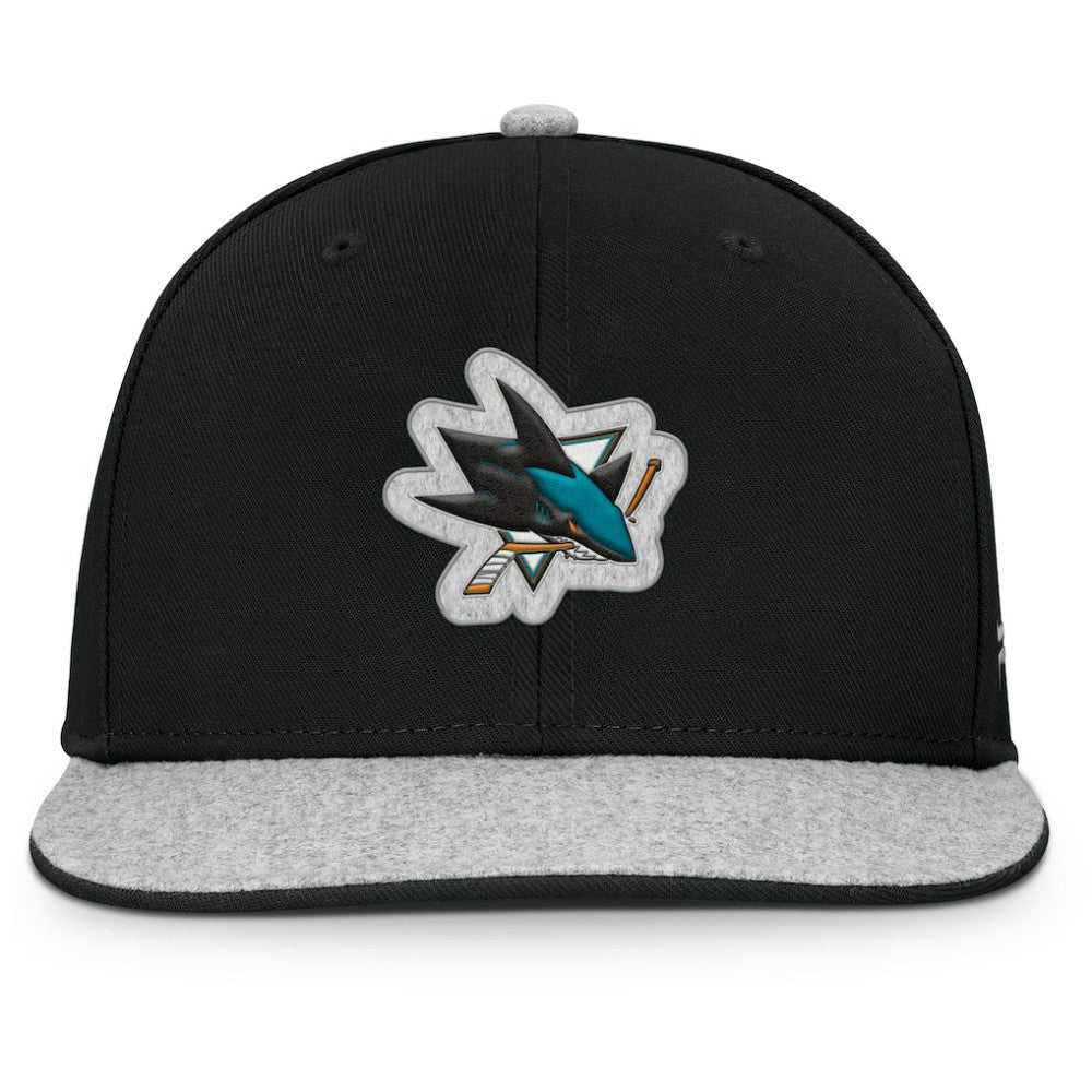 NHL Black San Jose Sharks Fanatics Fundamentals Loden Snapback Hat