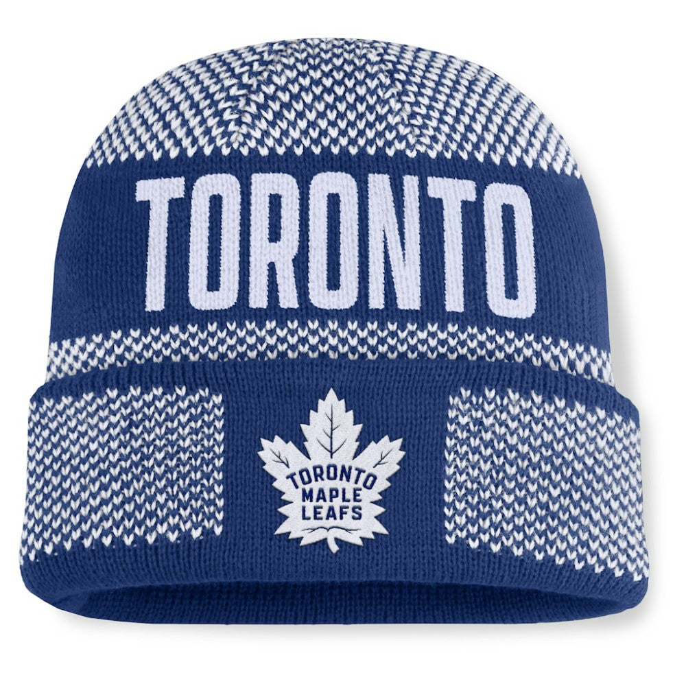 NHL Blue/White Toronto Maple Leafs Fanatics Fundamentals Shelter Cuffed Knit Hat