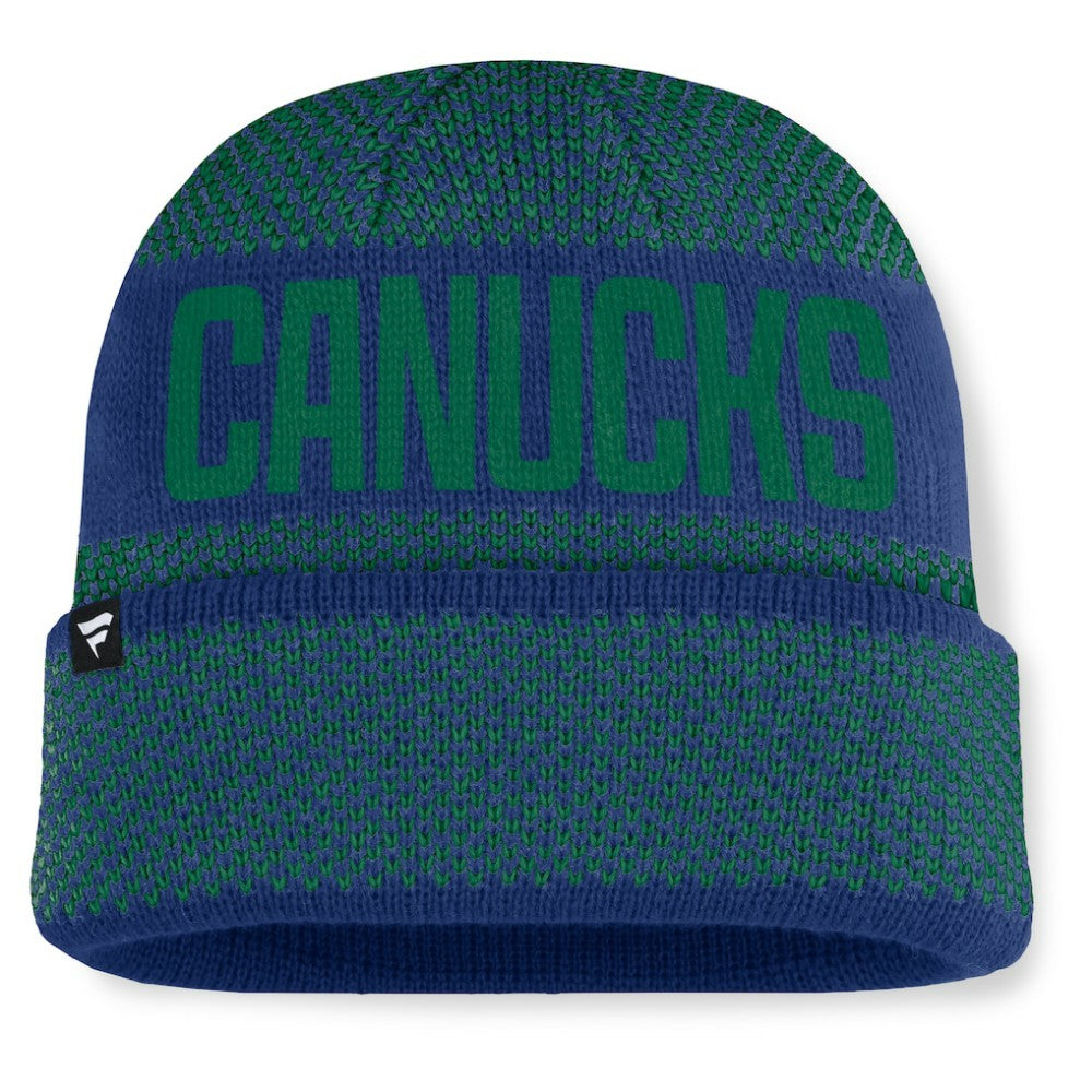 NHL Blue/Green Vancouver Canucks Fanatics Fundamentals Shelter Cuffed Knit Hat