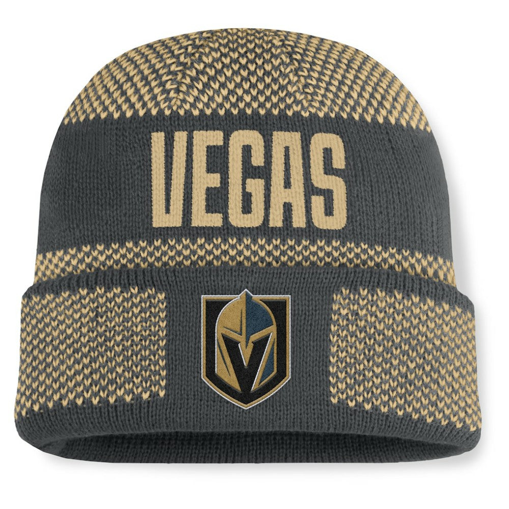 NHL Charcoal/Gold Vegas Golden Knights Fanatics Fundamentals Shelter Cuffed Knit Hat
