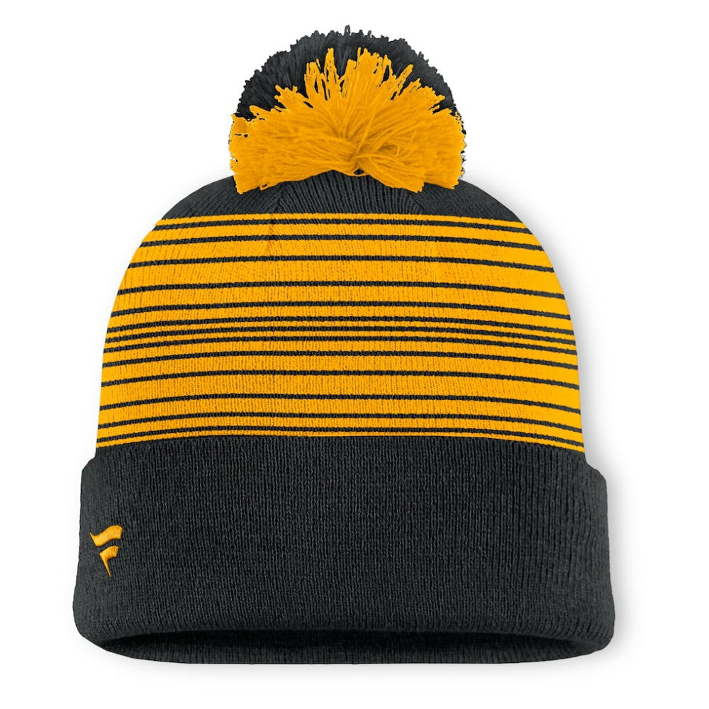 NHL Black Boston Bruins Fanatics Fundamental Spirit Cuffed Pom Knit Hat