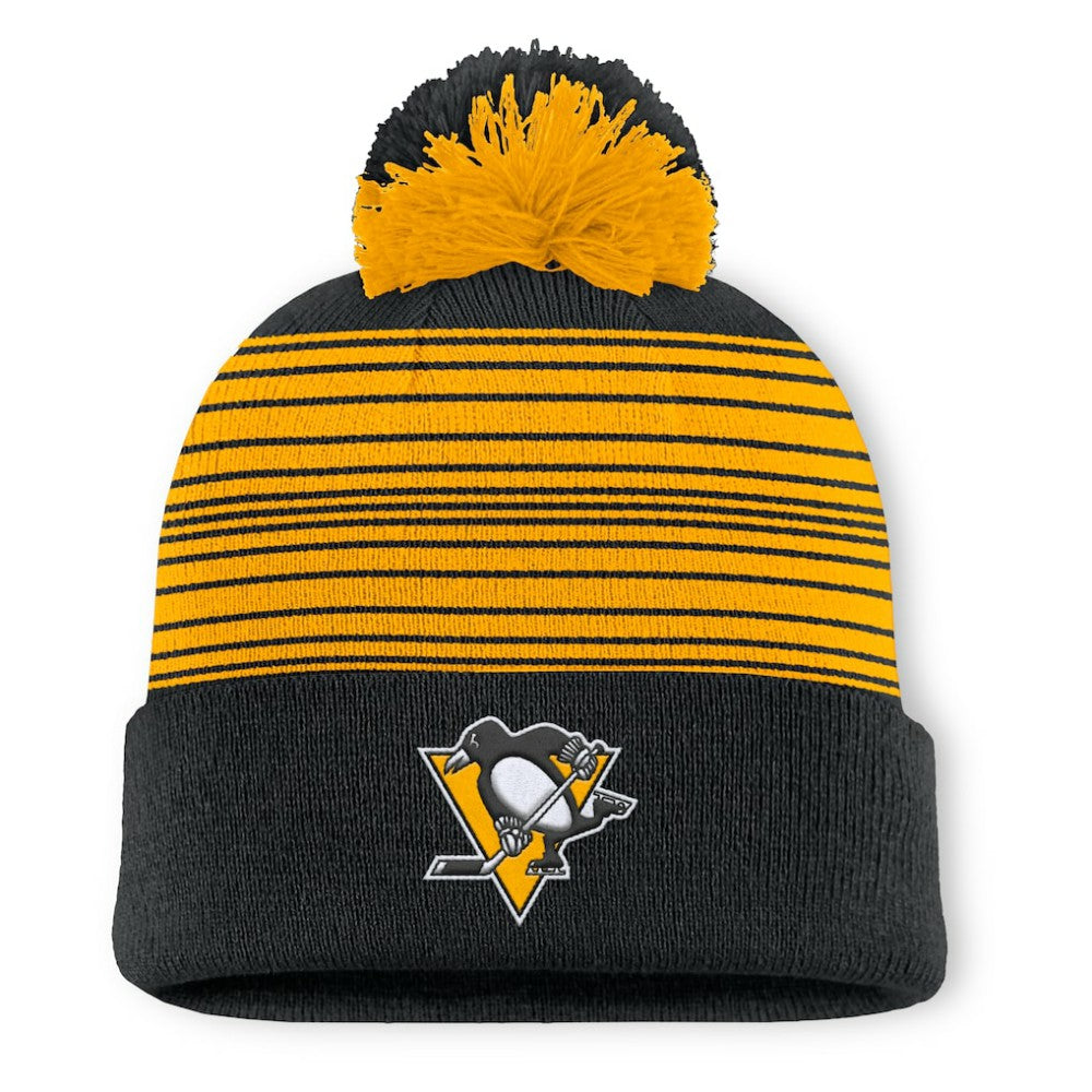 NHL Black Pittsburgh Penguins Fanatics Fundamental Spirit Cuffed Pom Knit Hat