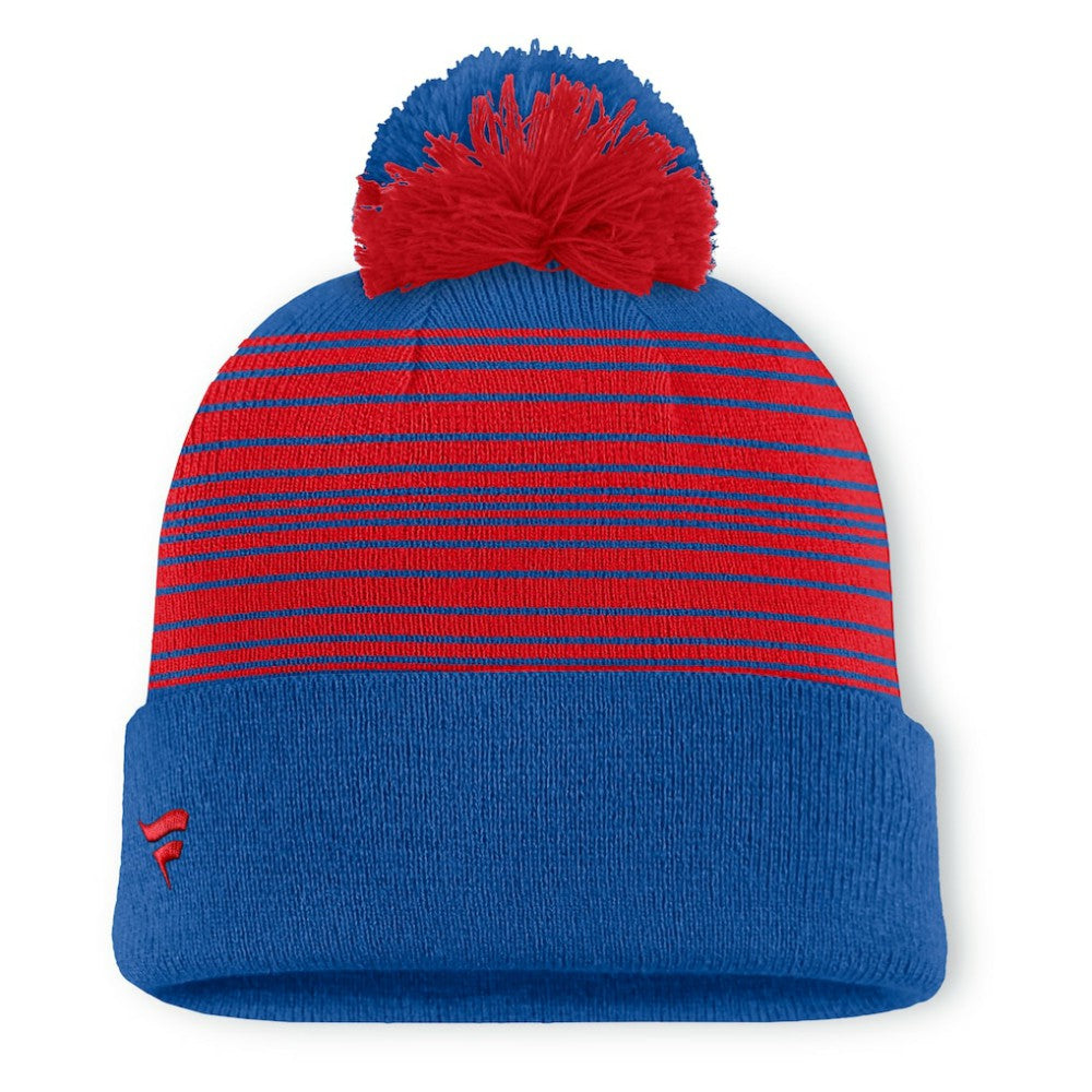 NHL Blue New York Rangers Fanatics Fundamental Spirit Cuffed Pom Knit Hat