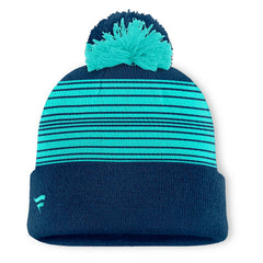 NHL Deep Sea Blue Seattle Kraken Fanatics Fundamental Spirit Cuffed Pom Knit Hat