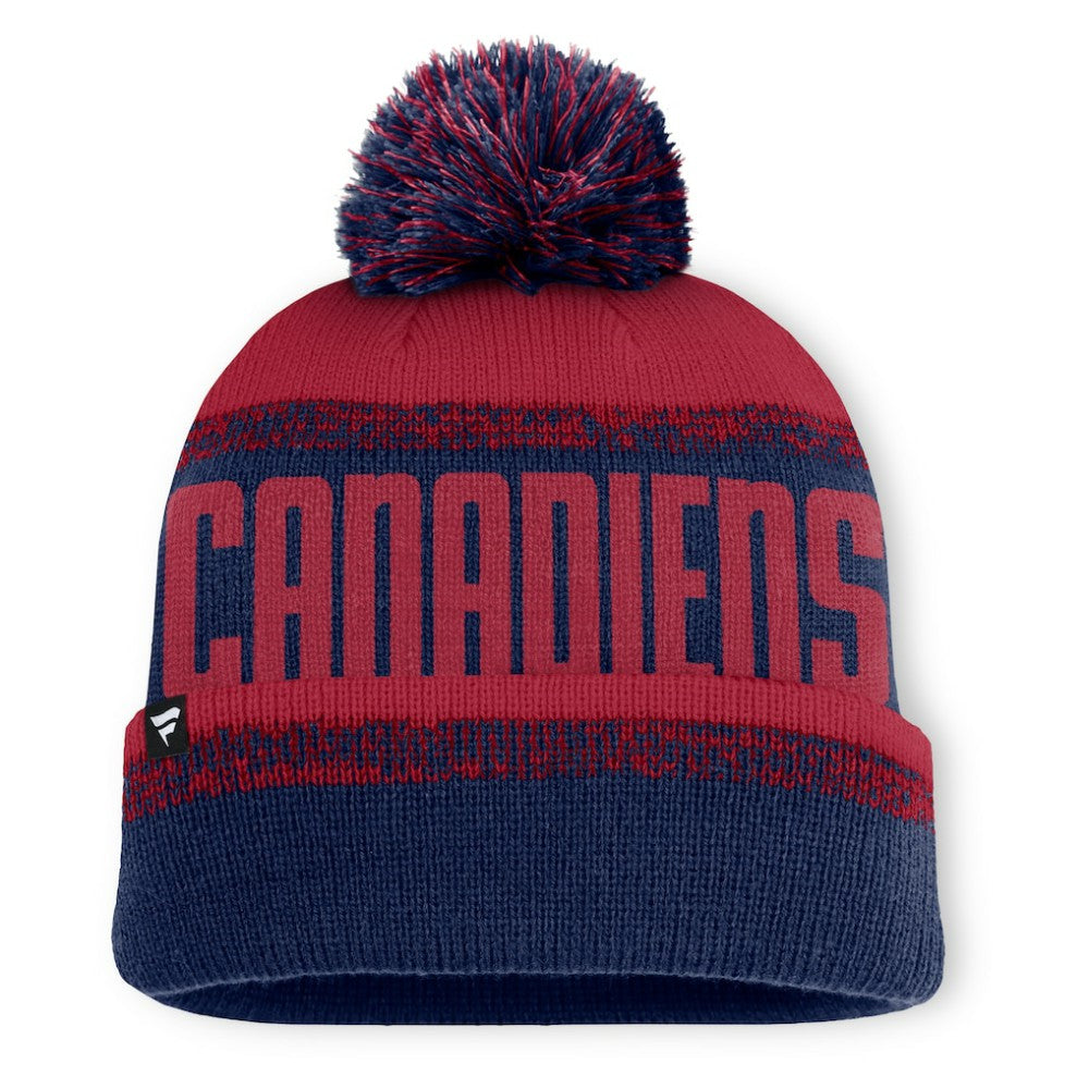 NHL Navy/Red Montreal Canadiens Fanatics Fundamentals Thrive Cuffed Knit Hat with Pom