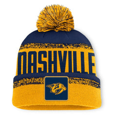 NHL Gold/Navy Nashville Predators Fanatics Fundamentals Thrive Cuffed Knit Hat with Pom