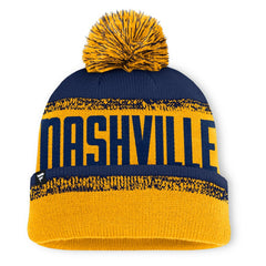 NHL Gold/Navy Nashville Predators Fanatics Fundamentals Thrive Cuffed Knit Hat with Pom