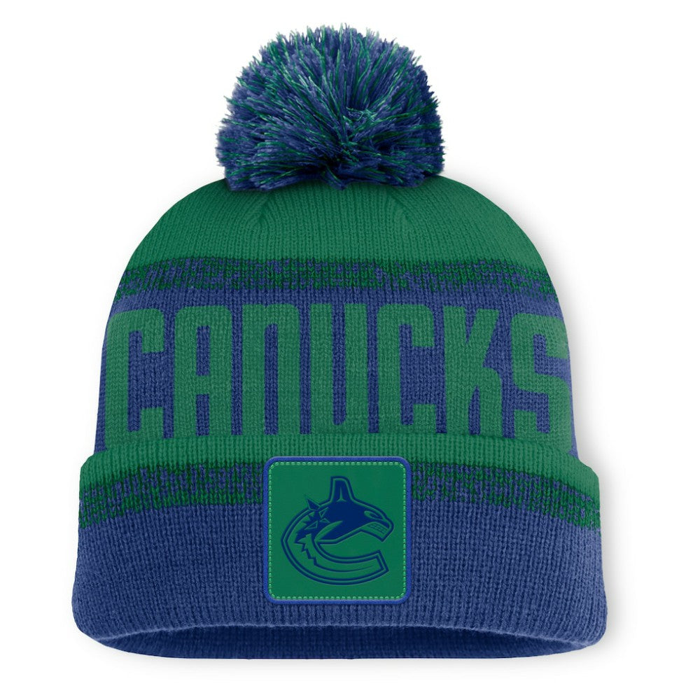 NHL Blue/Green Vancouver Canucks Fanatics Fundamentals Thrive Cuffed Knit Hat with Pom