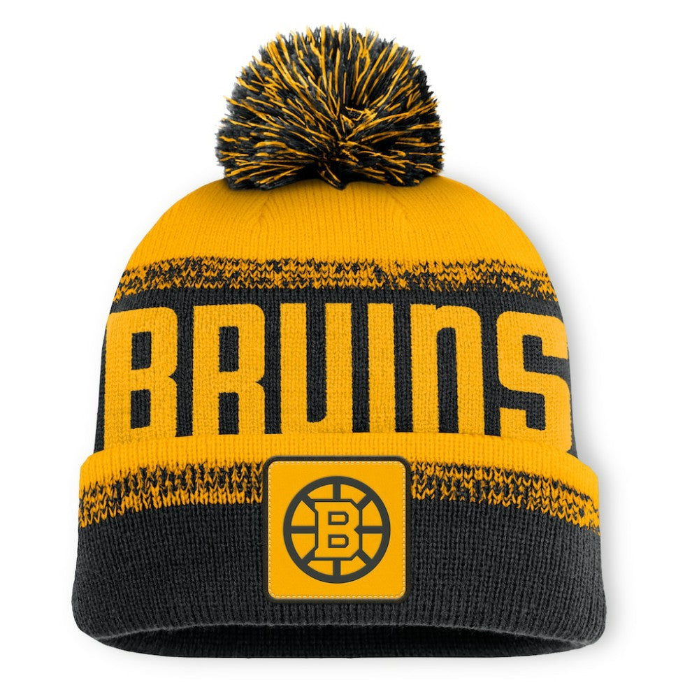 NHL Black/Gold Boston Bruins Fanatics Fundamentals Thrive Cuffed Knit Hat with Pom