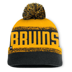 NHL Black/Gold Boston Bruins Fanatics Fundamentals Thrive Cuffed Knit Hat with Pom