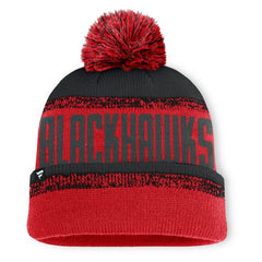NHL Red/Black Chicago Blackhawks Fanatics Fundamentals Thrive Cuffed Knit Hat with Pom
