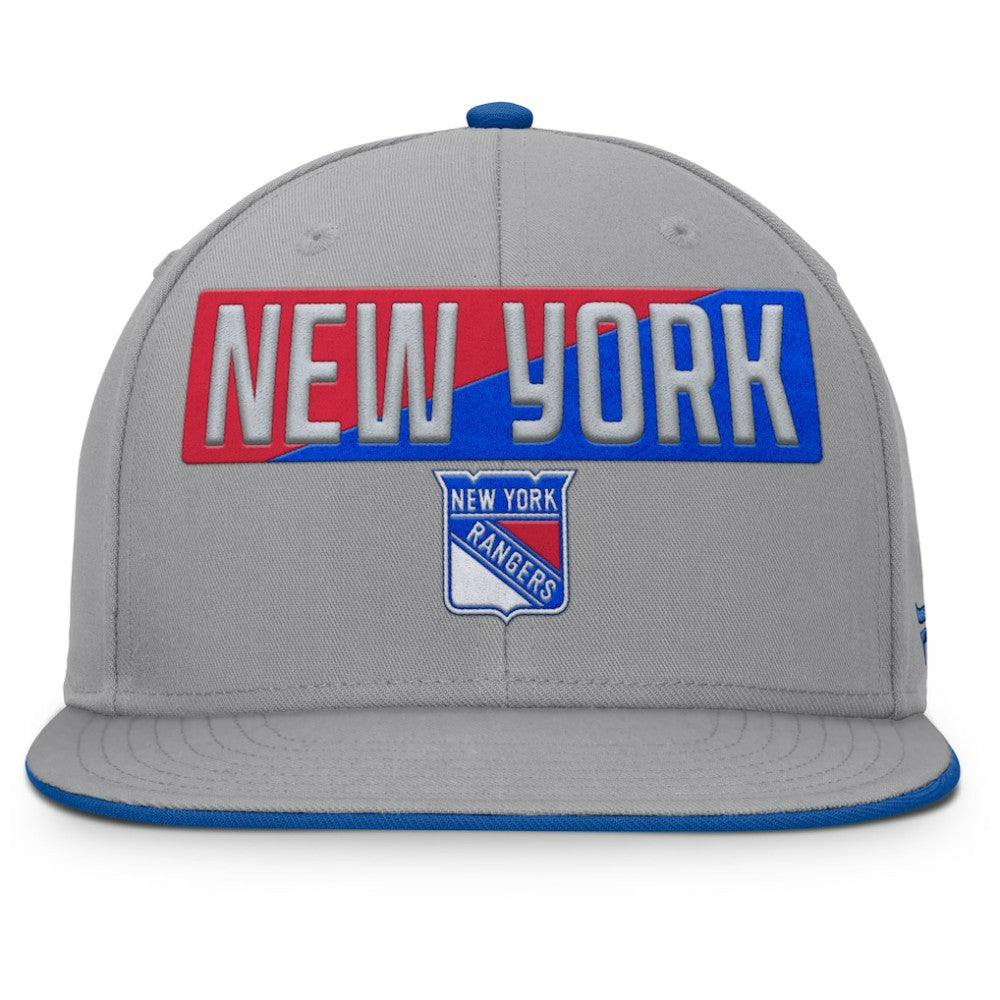 NHL Gray New York Rangers Fanatics Fundamentals Duo Split Logo Snapback Hat