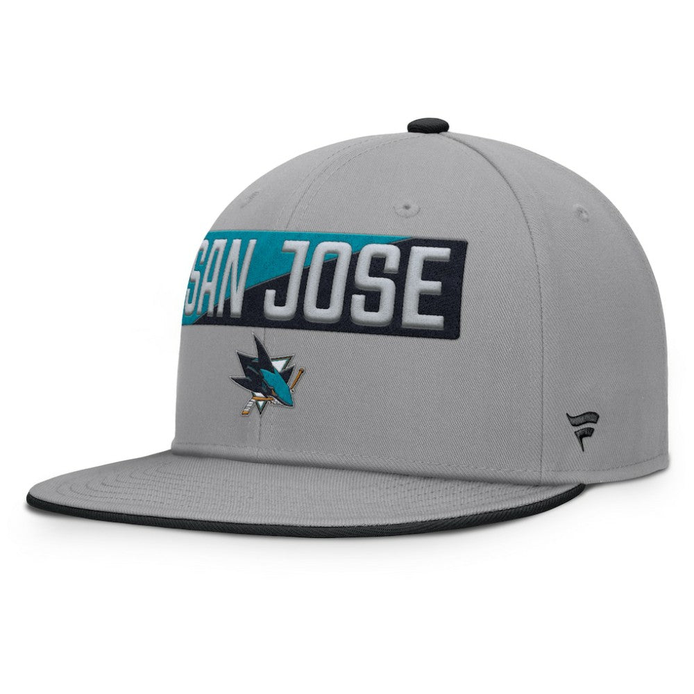 NHL Gray San Jose Sharks Fanatics Fundamentals Duo Split Logo Snapback Hat