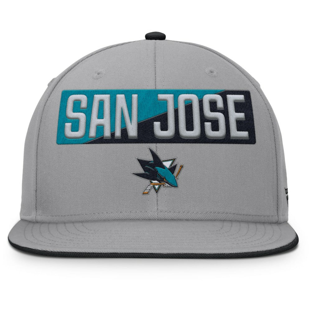 NHL Gray San Jose Sharks Fanatics Fundamentals Duo Split Logo Snapback Hat