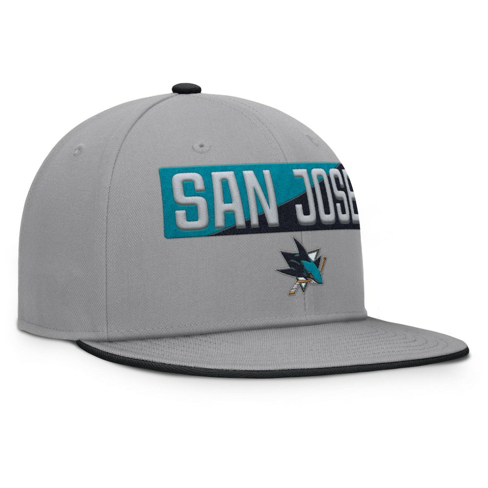 NHL Gray San Jose Sharks Fanatics Fundamentals Duo Split Logo Snapback Hat