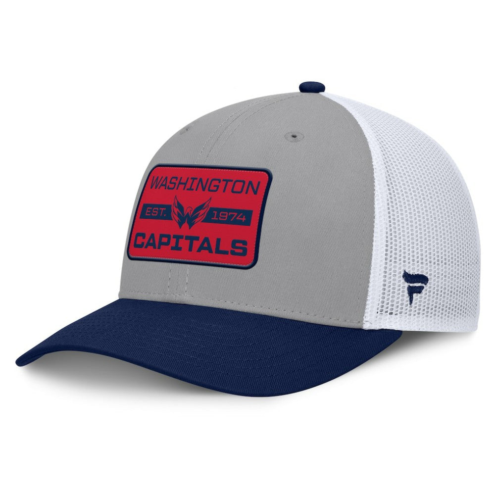 NHL Gray/Navy Washington Capitals Fanatics Fundamental Adapt Trucker Adjustable Hat