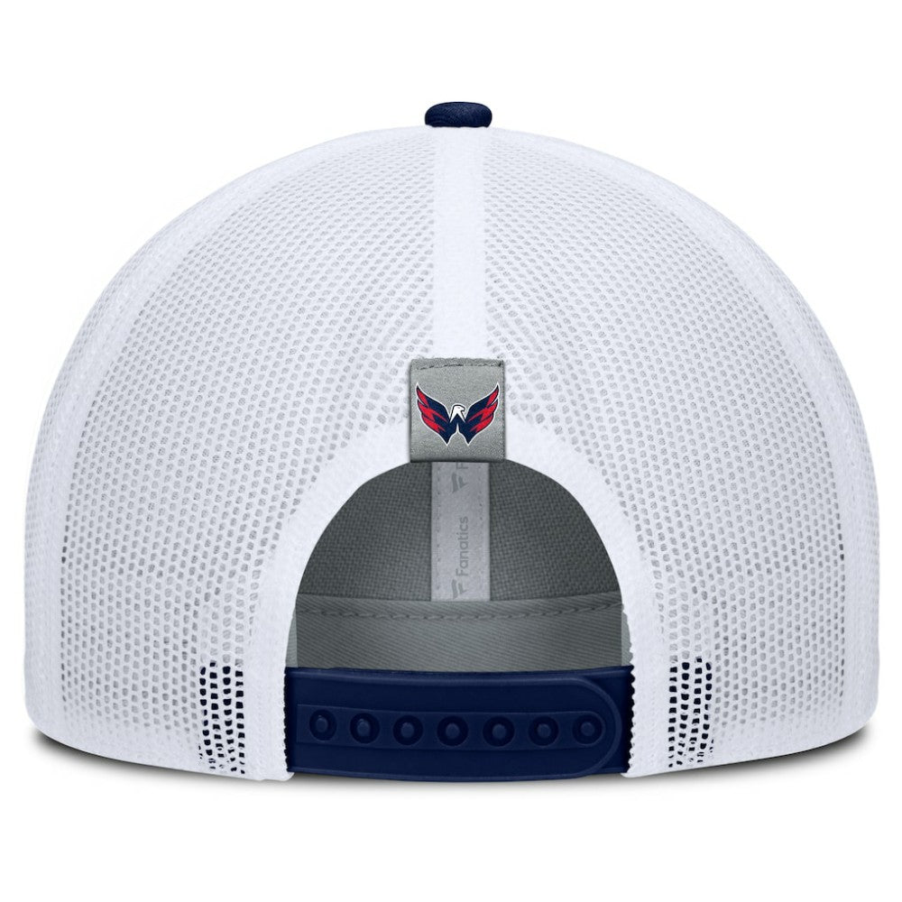 NHL Gray/Navy Washington Capitals Fanatics Fundamental Adapt Trucker Adjustable Hat