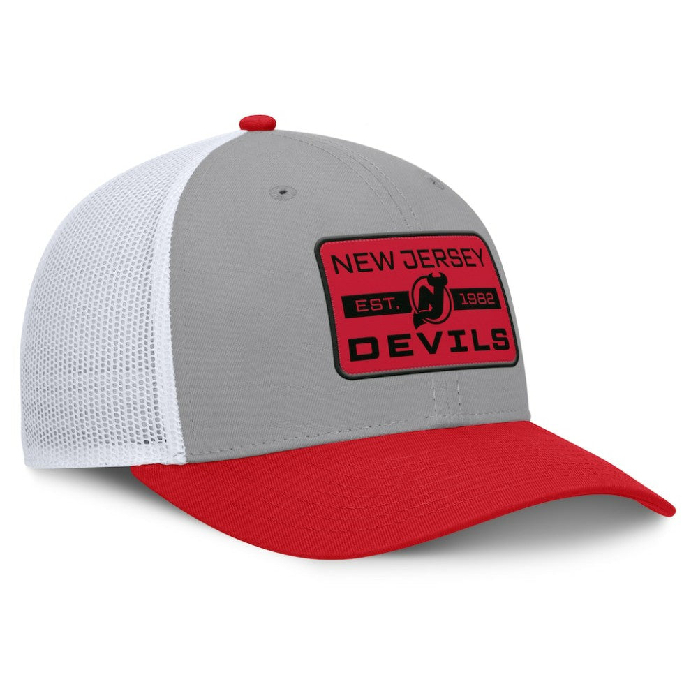 NHL Gray/Red New Jersey Devils Fanatics Fundamental Adapt Trucker Adjustable Hat