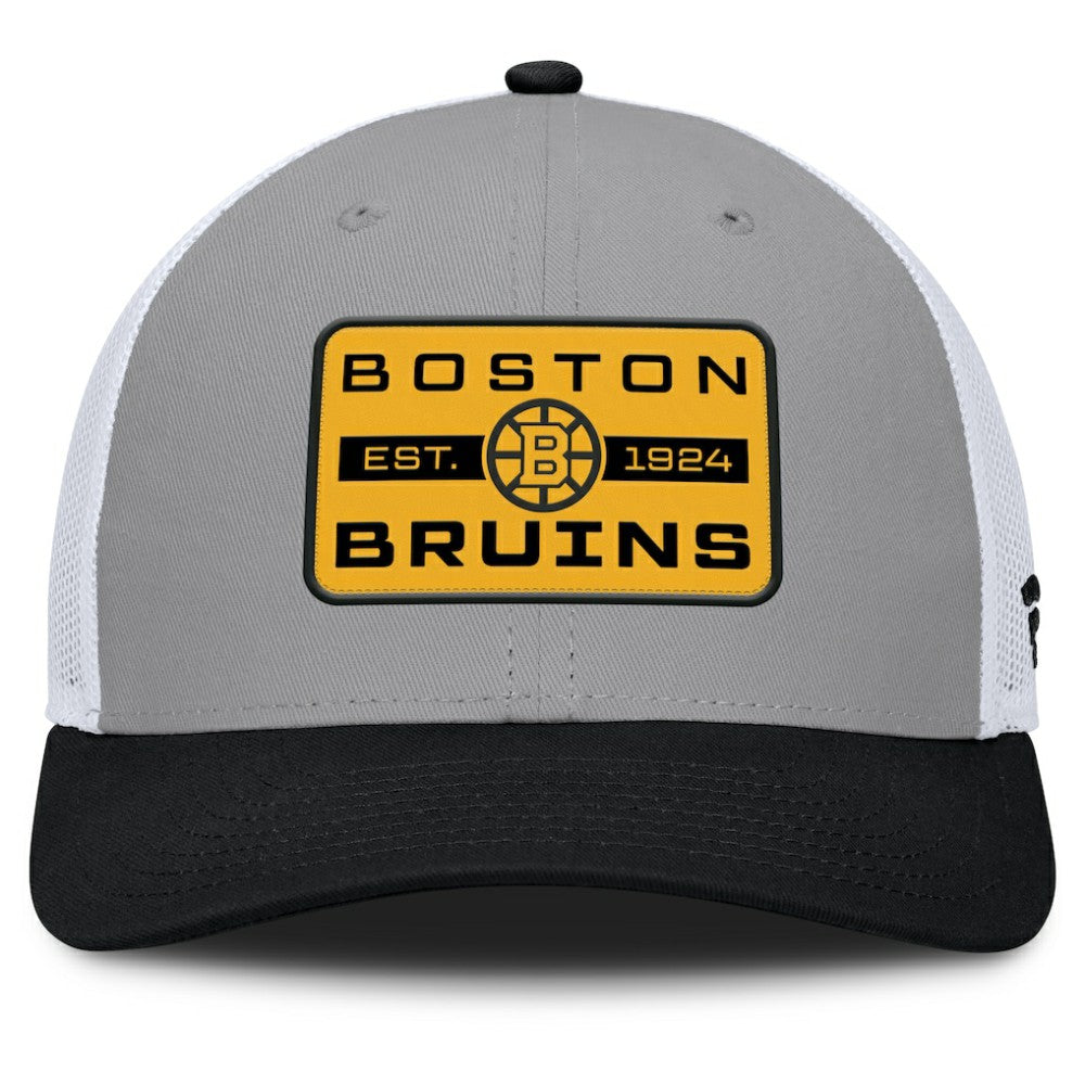 NHL Gray/Black Boston Bruins Fanatics Fundamental Adapt Trucker Adjustable Hat