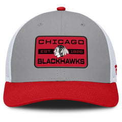 NHL Gray/Red Chicago Blackhawks Fanatics Fundamental Adapt Trucker Adjustable Hat