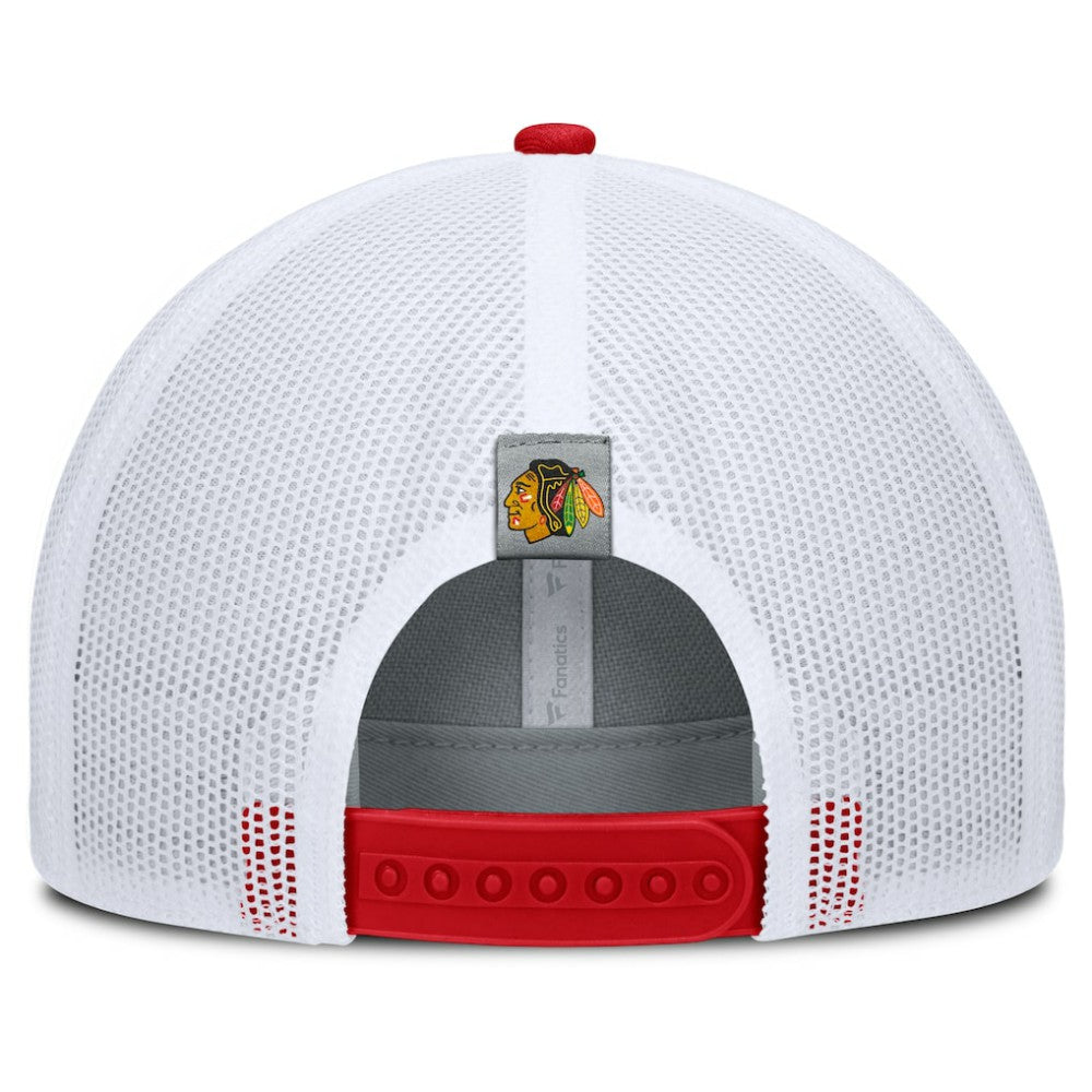 NHL Gray/Red Chicago Blackhawks Fanatics Fundamental Adapt Trucker Adjustable Hat