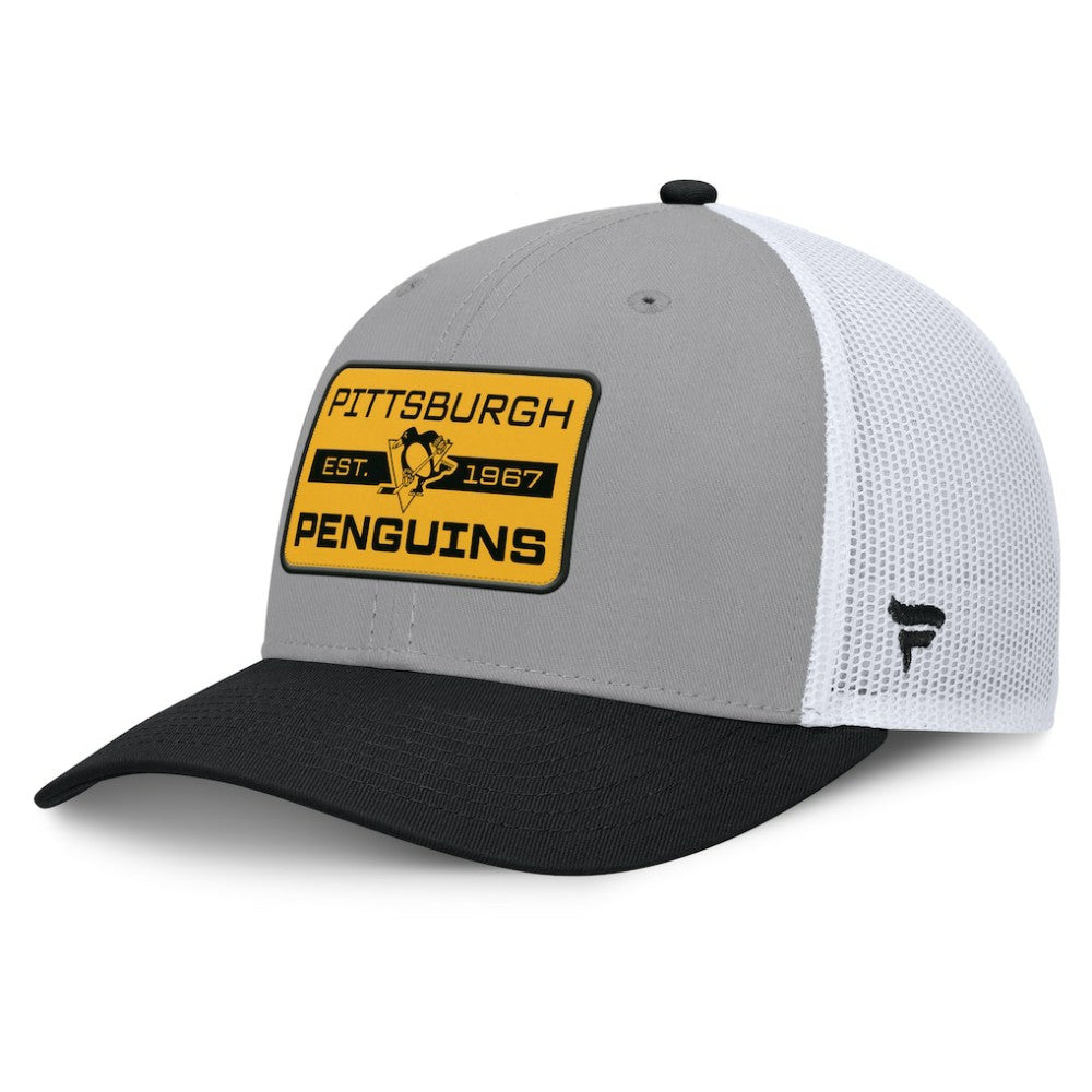 NHL Gray/Black Pittsburgh Penguins Fanatics Fundamental Adapt Trucker Adjustable Hat