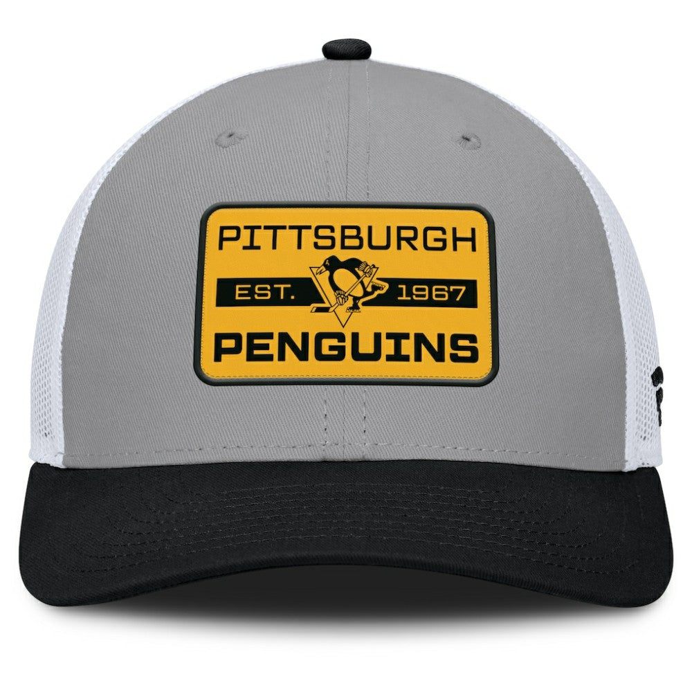 NHL Gray/Black Pittsburgh Penguins Fanatics Fundamental Adapt Trucker Adjustable Hat