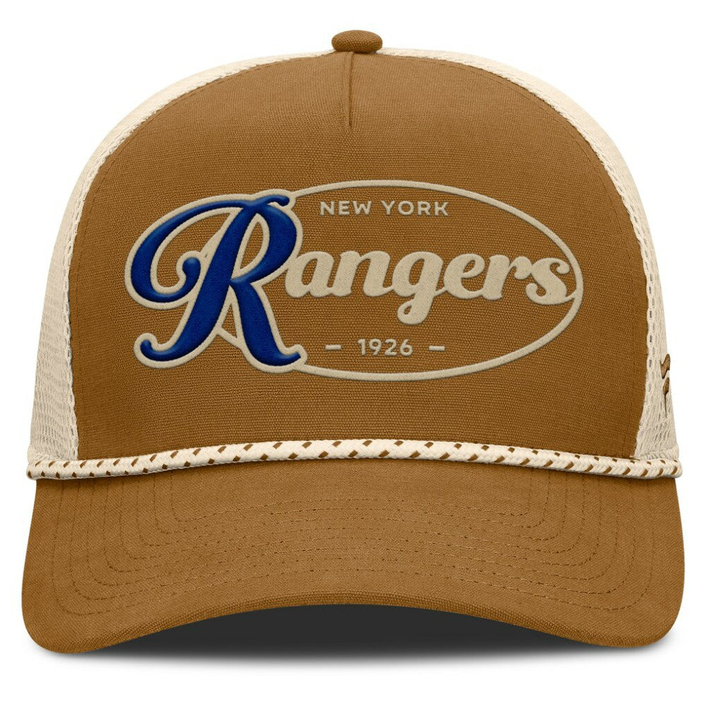 NHL Brown/Cream New York Rangers Fanatics Heritage Fetch A-Frame Trucker Adjustable Hat