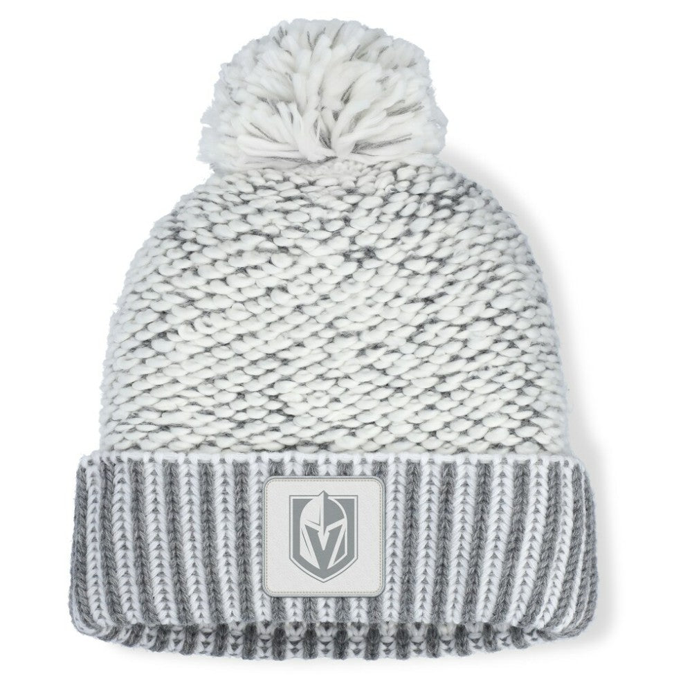 NHL White/Gray Vegas Golden Knights Fanatics Women's Fundamental Mist Cuffed Knit Hat with Pom