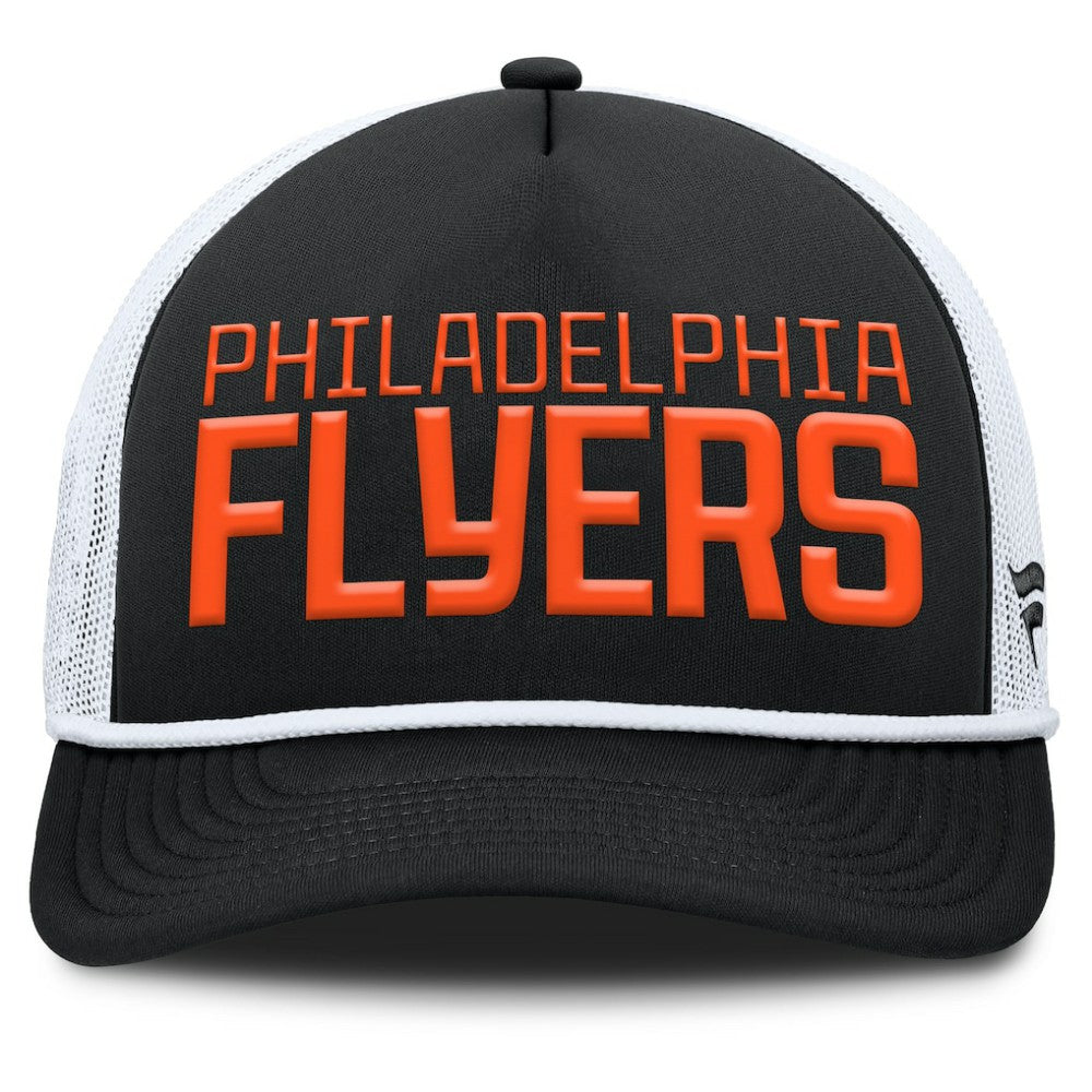 NHL Black/White Philadelphia Flyers Fanatics Heritage Dutch A-Frame Trucker Adjustable Hat