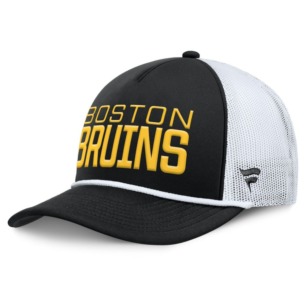 NHL Black/White Boston Bruins Fanatics Heritage Dutch A-Frame Trucker Adjustable Hat