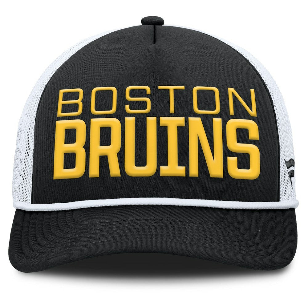 NHL Black/White Boston Bruins Fanatics Heritage Dutch A-Frame Trucker Adjustable Hat
