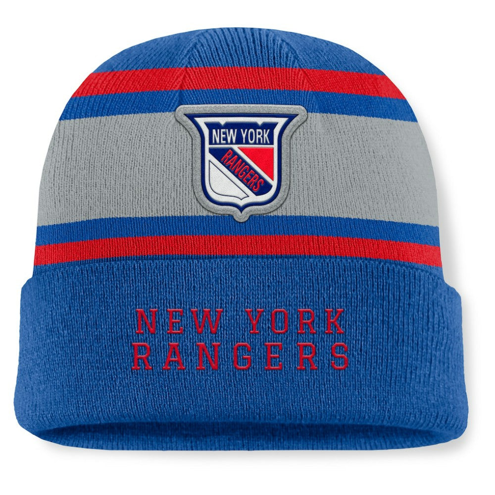 NHL Blue New York Rangers Fanatics Heritage Varsity Cuffed Knit Hat