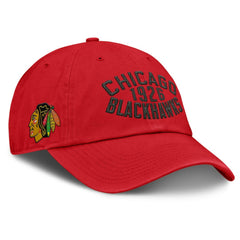 NHL Red Chicago Blackhawks Fanatics Fundamentals Archer Adjustable Hat