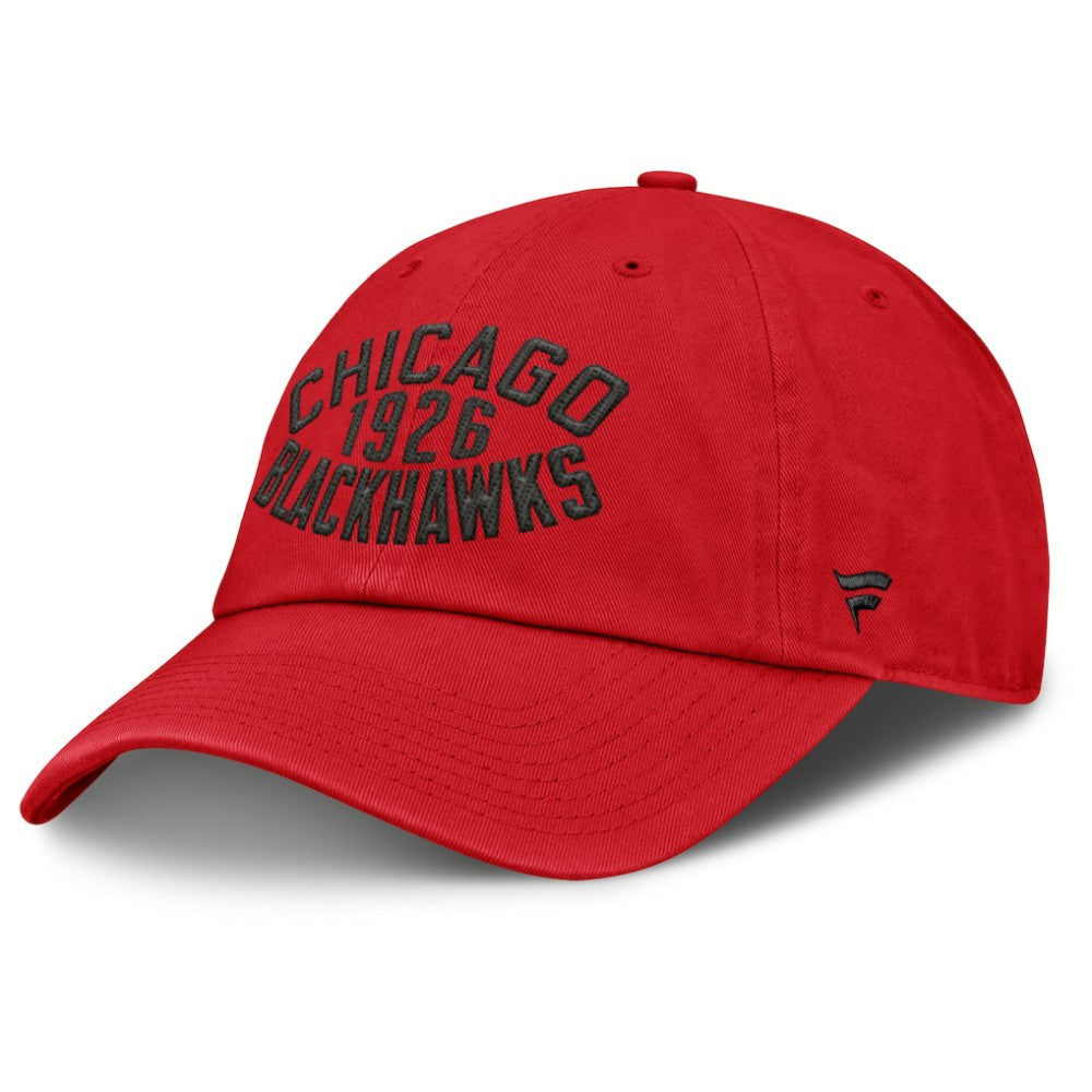 NHL Red Chicago Blackhawks Fanatics Fundamentals Archer Adjustable Hat