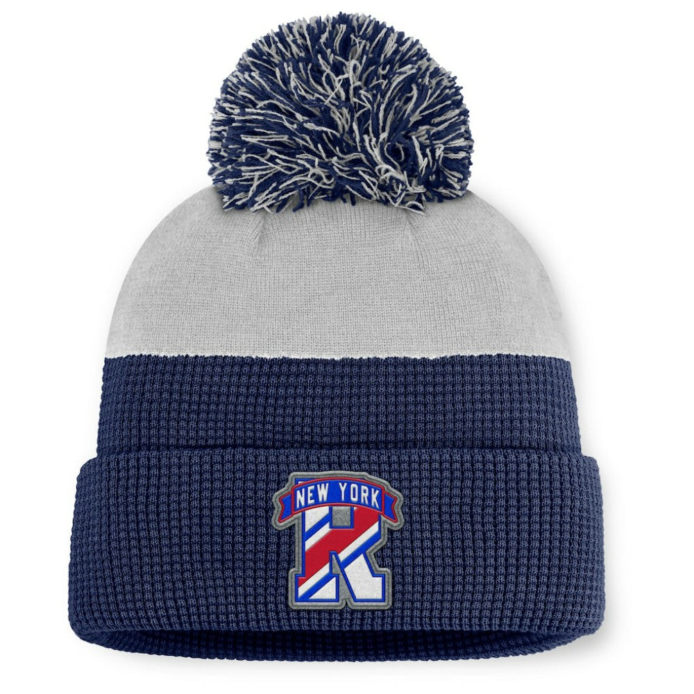 NHL Navy/Gray New York Rangers Fanatics Authentic Pro Home Ice Cuffed Knit Hat with Pom