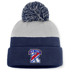 NHL Navy/Gray New York Rangers Fanatics Authentic Pro Home Ice Cuffed Knit Hat with Pom
