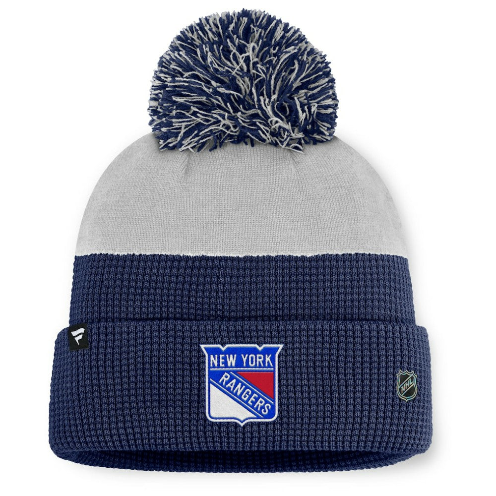 NHL Navy/Gray New York Rangers Fanatics Authentic Pro Home Ice Cuffed Knit Hat with Pom