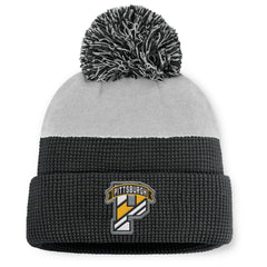 NHL Black/Gray Pittsburgh Penguins Fanatics Authentic Pro Home Ice Cuffed Knit Hat with Pom