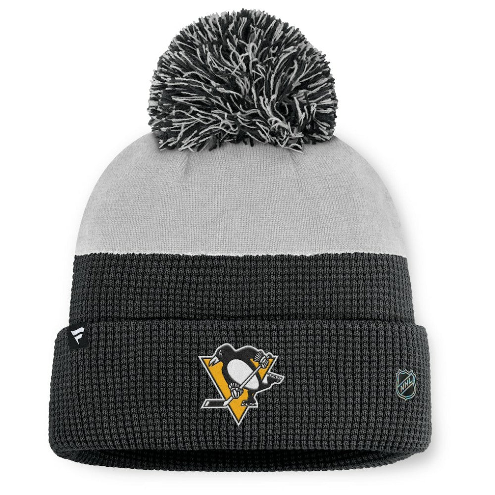 NHL Black/Gray Pittsburgh Penguins Fanatics Authentic Pro Home Ice Cuffed Knit Hat with Pom