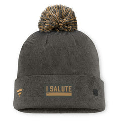 NHL Charcoal Pittsburgh Penguins Fanatics Authentic Pro Military Appreciation Cuffed Knit Hat with Pom