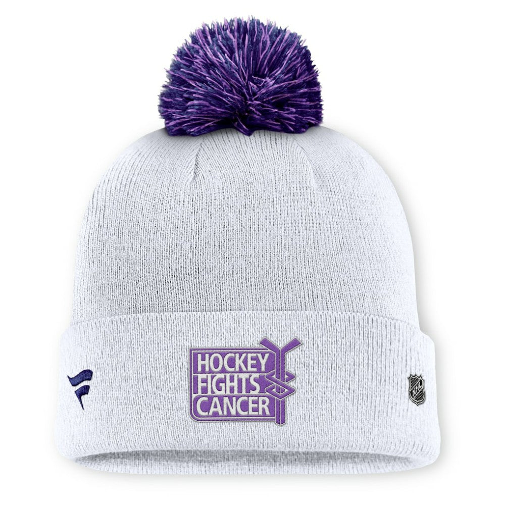 NHL White New York Rangers Fanatics Authentic Pro Hockey Fights Cancer Cuffed Knit Hat with Pom