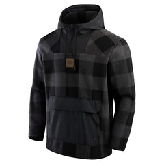 Elements Plaid Polar Fleece Quarter-Zip Hoodie - New York Jets