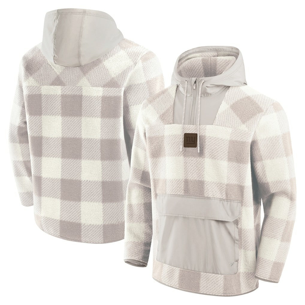 Elements Plaid Polar Fleece Quarter-Zip Hoodie - New York Giants