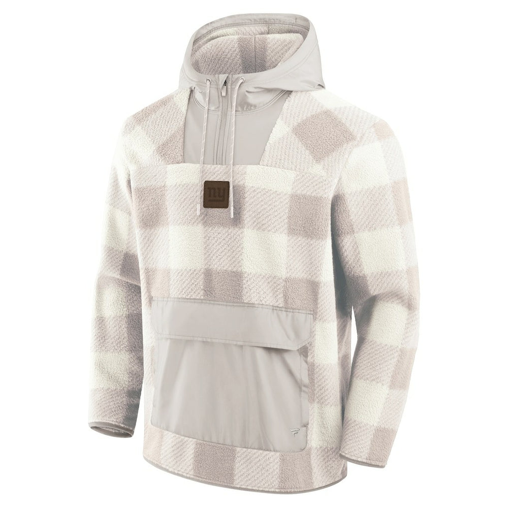 Elements Plaid Polar Fleece Quarter-Zip Hoodie - New York Giants
