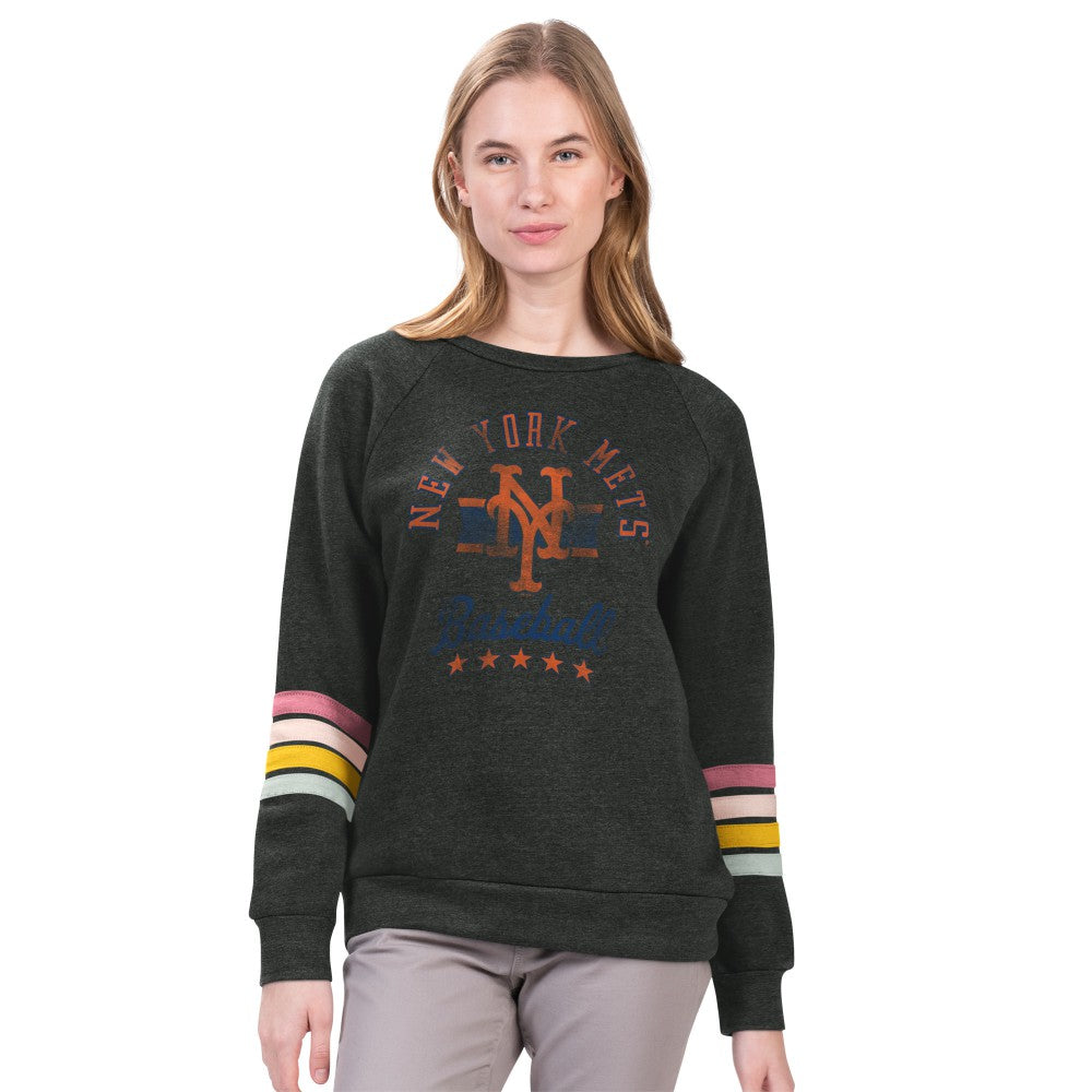 MLB New York Mets G-III 4Her by Carl Banks Women's Allana Stripe Pullover Sweatshirt
