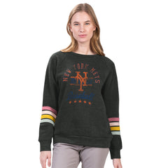 MLB New York Mets G-III 4Her by Carl Banks Women's Allana Stripe Pullover Sweatshirt