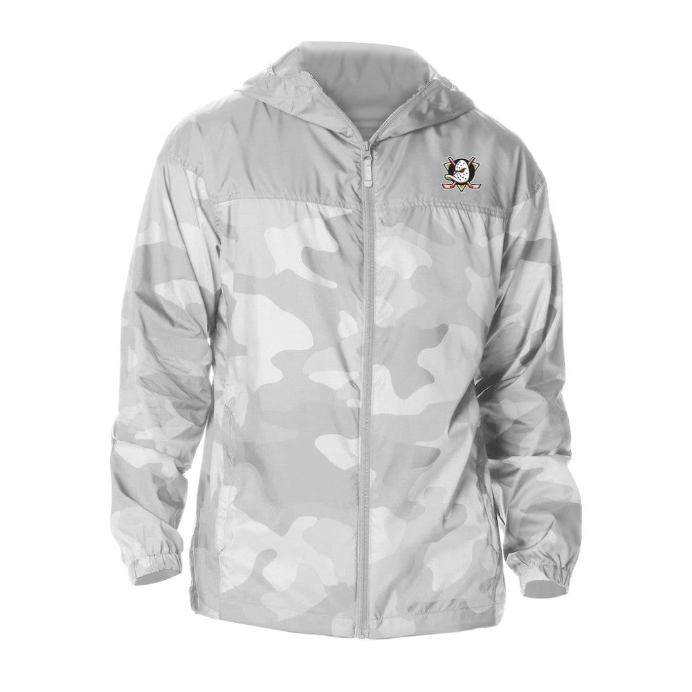 NHL Gray Anaheim Ducks Columbia Camo Flash Challenger Omni-Shade Full-Zip Hoodie Windbreaker