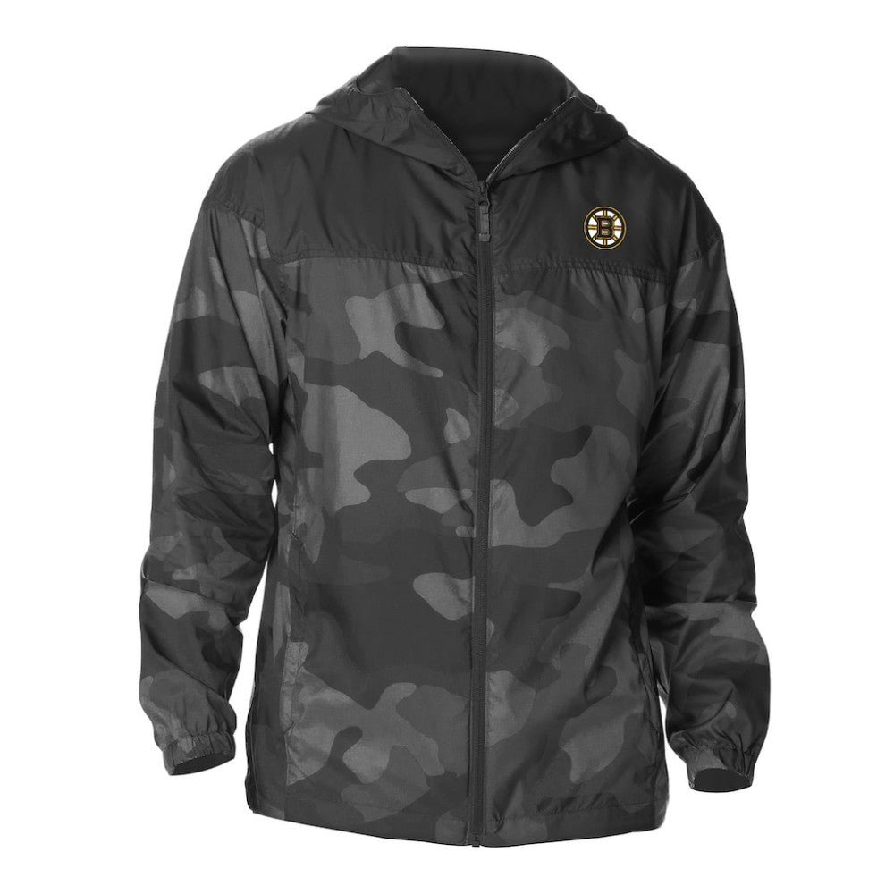 NHL Black Boston Bruins Columbia Camo Flash Challenger Omni-Shade Full-Zip Hoodie Windbreaker
