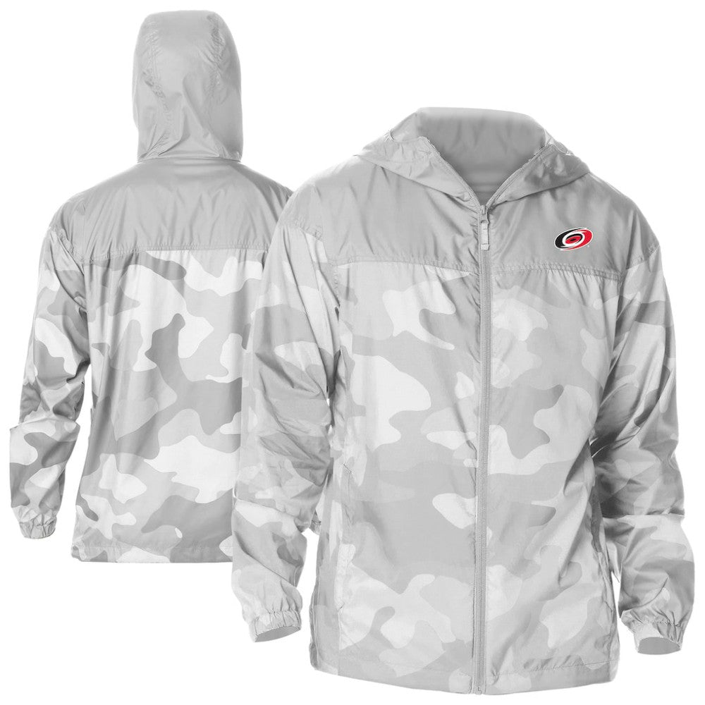 NHL Gray Carolina Hurricanes Columbia Camo Flash Challenger Omni-Shade Full-Zip Hoodie Windbreaker